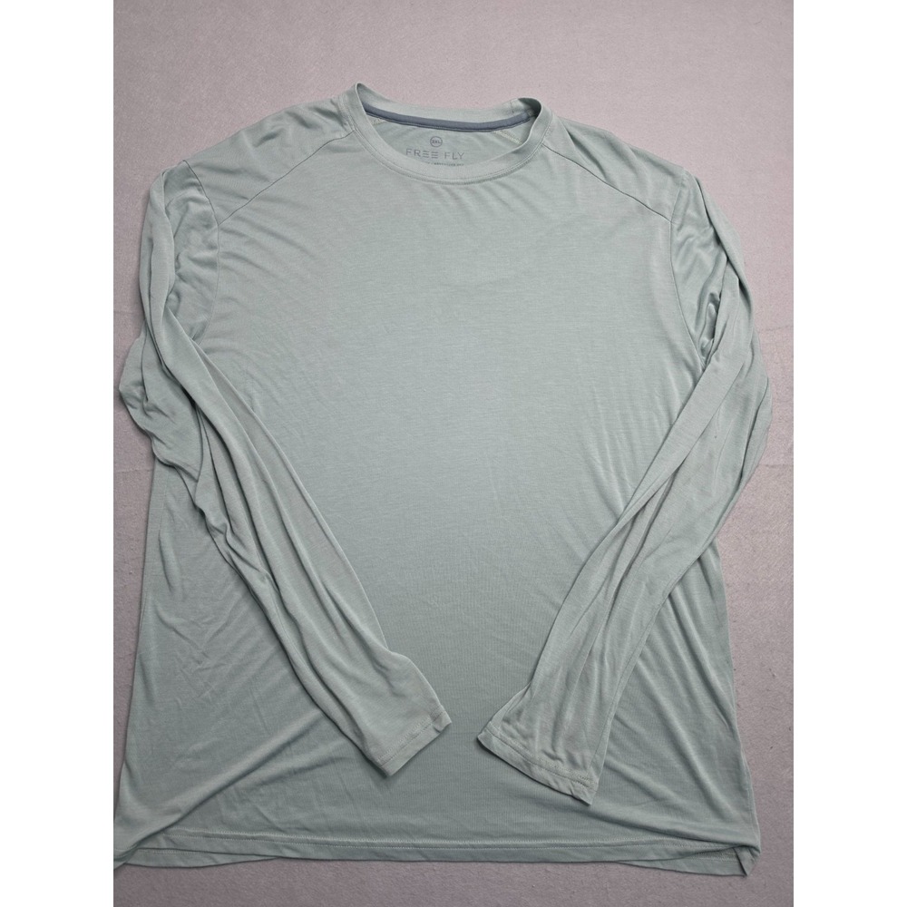 Free Fly Shirt Men's 2XL Sage Green Crew‎ Neck Performance Bamboo Long Sleeve